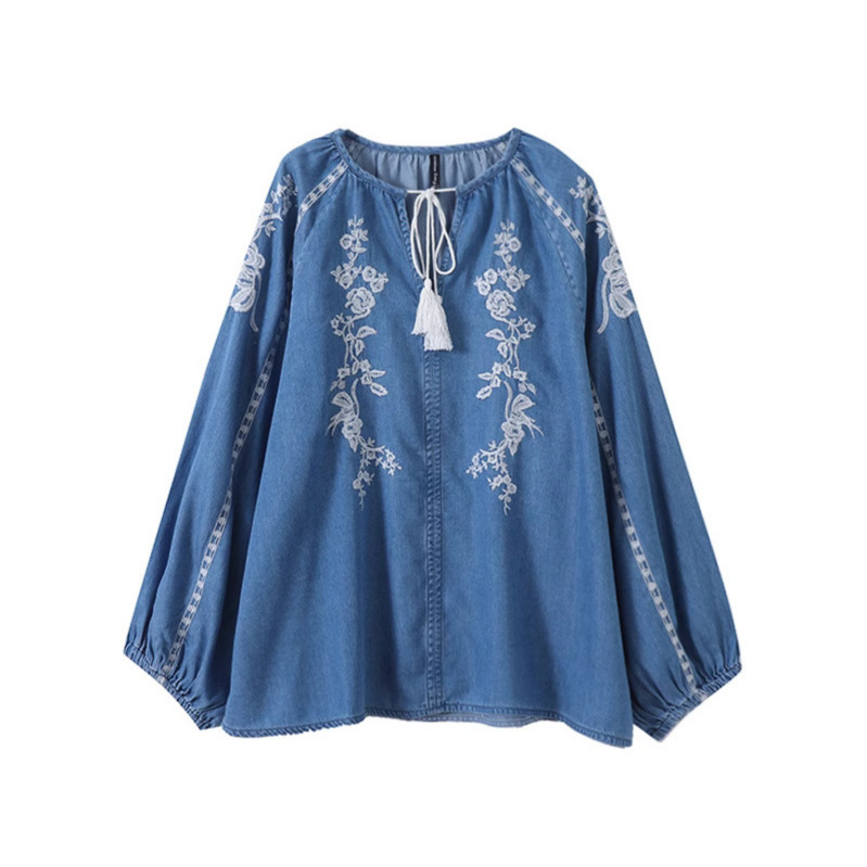 Женская джинсовая блузка, топ  – обзор и цена Tassel Fringe Trim