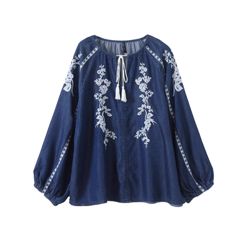 Женская джинсовая блузка, топ  – обзор и цена Tassel Fringe Trim