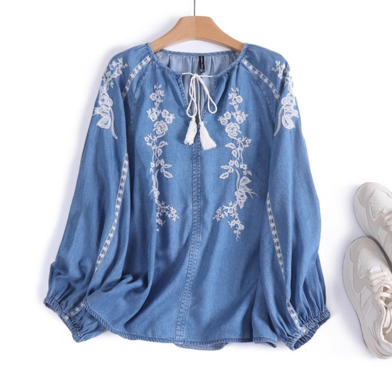 Женская джинсовая блузка, топ  – обзор и цена Tassel Fringe Trim